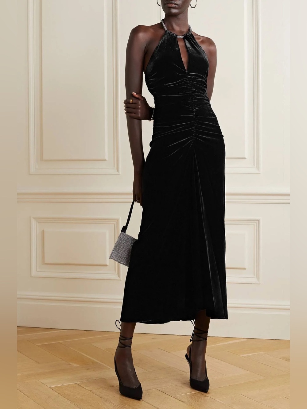 NWT Veronica Beard Black Josette Embellised Velvet Luxury Old Money Midi Dress 8